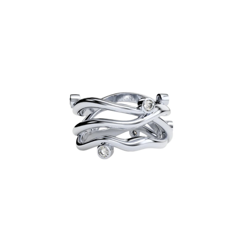 Bare Souls Three Shank Organic Golden Ring by Formes white Gold