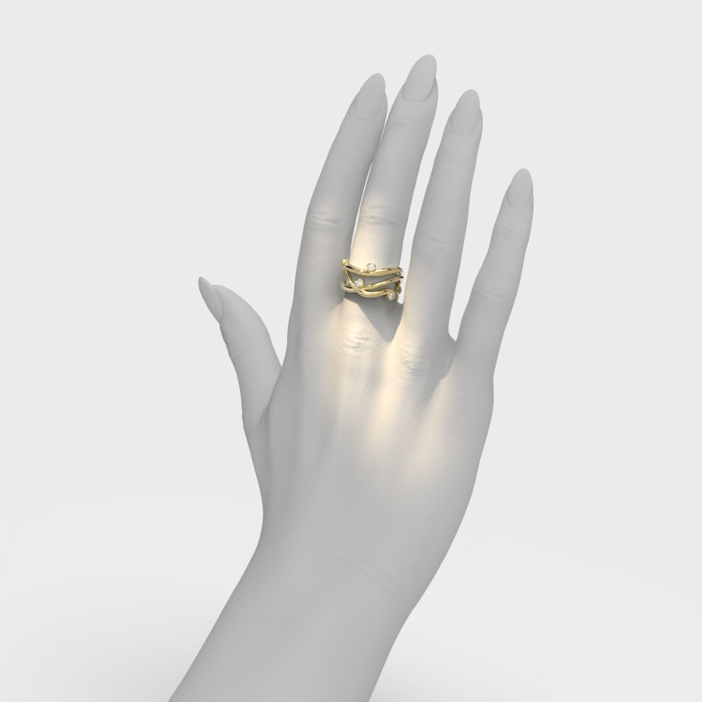 Bare Souls Three Shank Organic Golden Ring by Formes yellow Gold