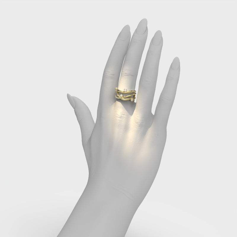 Bare Souls Three Shank Organic Golden Ring by Formes yellow Gold