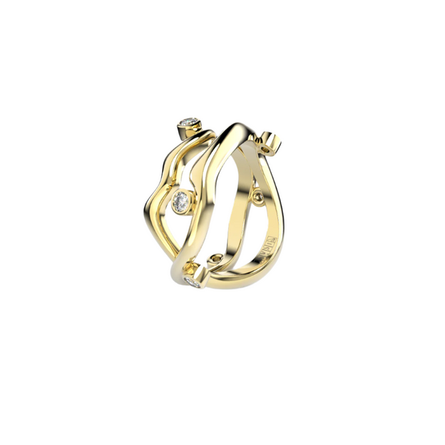 Bare Souls double golden threads ring by Formes Fine Jewelry side