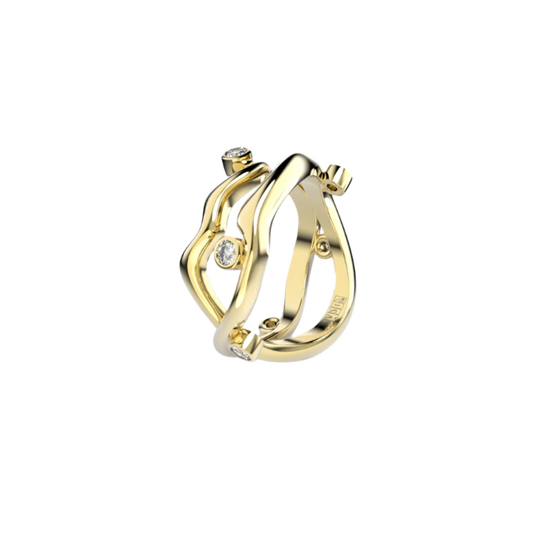 Bare Souls double golden threads ring by Formes Fine Jewelry side