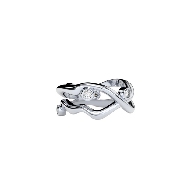 Bare Souls double golden threads ring by Formes Fine Jewelry white