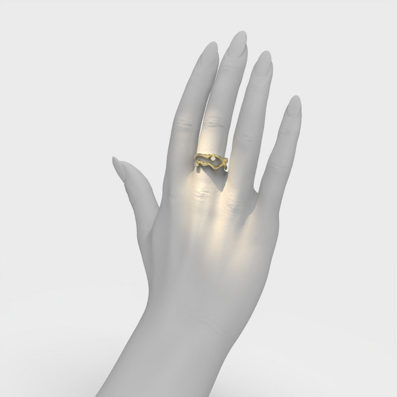 Bare Souls double golden threads ring by Formes Fine Jewelry yellow hand