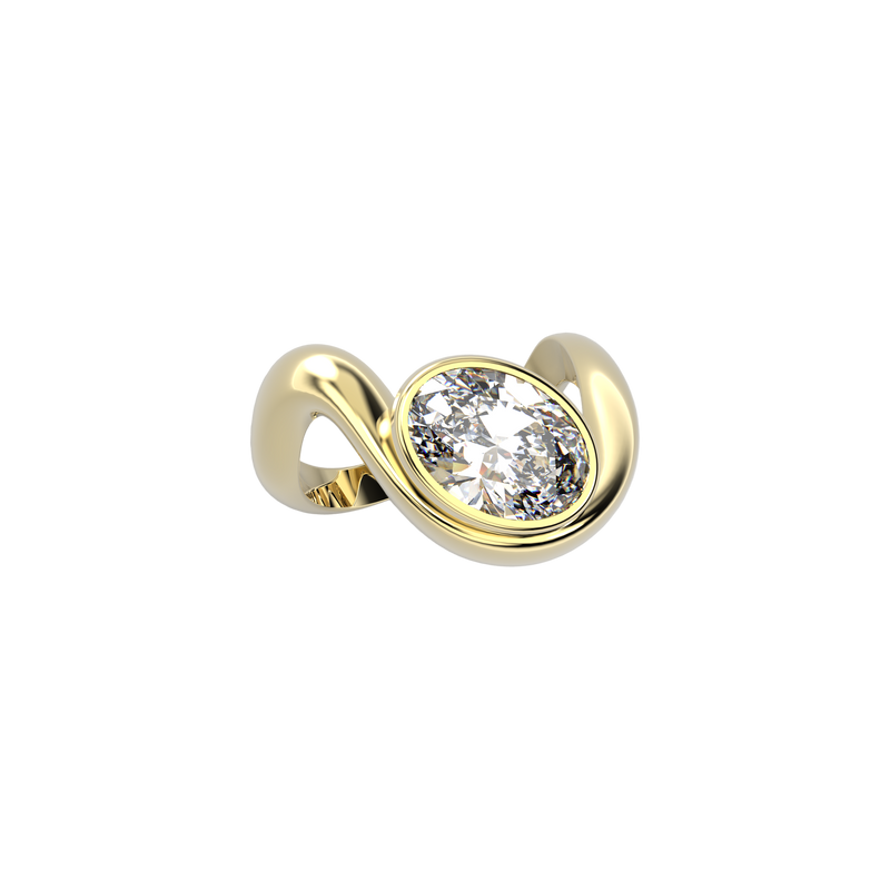 Bare Souls organic designer ring with oval diamond Formes