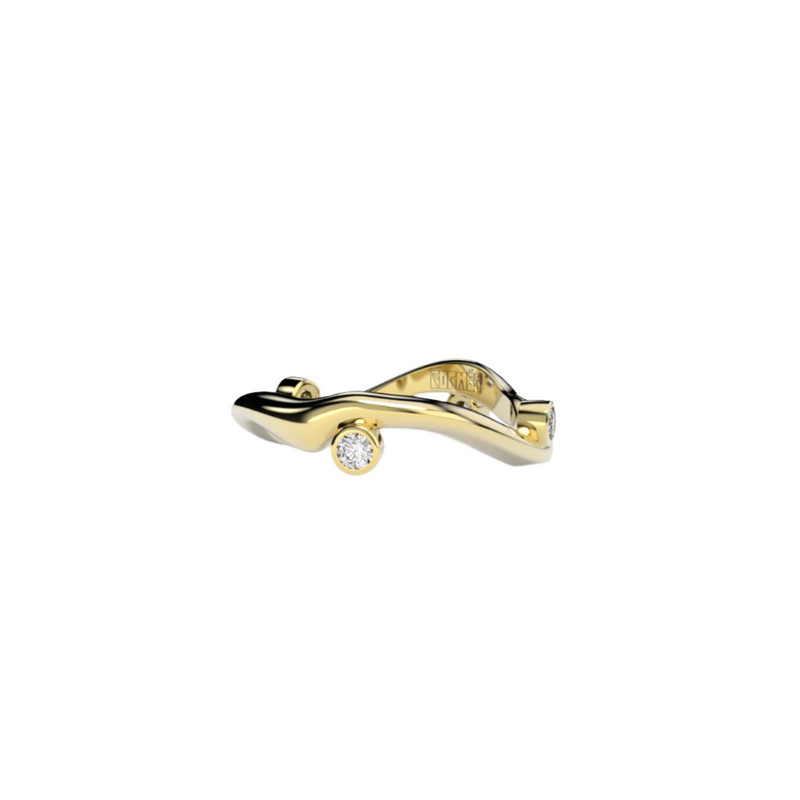 Bare Souls organic golden ring with diamonds by Formes