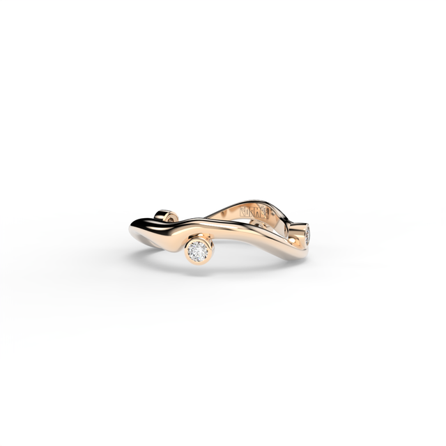Bare Souls organic golden ring with diamonds by Formes rose gold