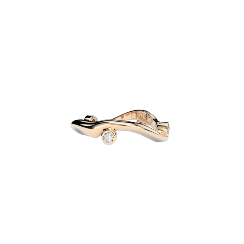 Bare Souls organic golden ring with diamonds by Formes rose gold
