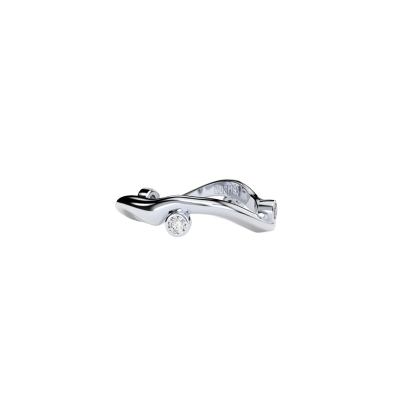 Bare Souls organic golden ring with diamonds by Formes white gold 
