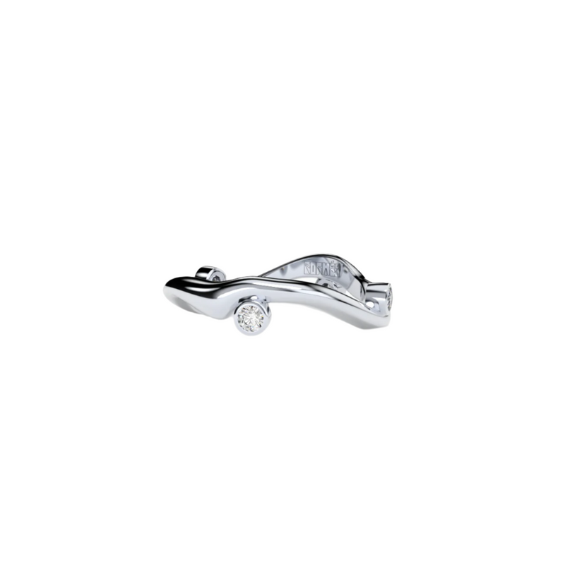 Bare Souls organic golden ring with diamonds by Formes white gold