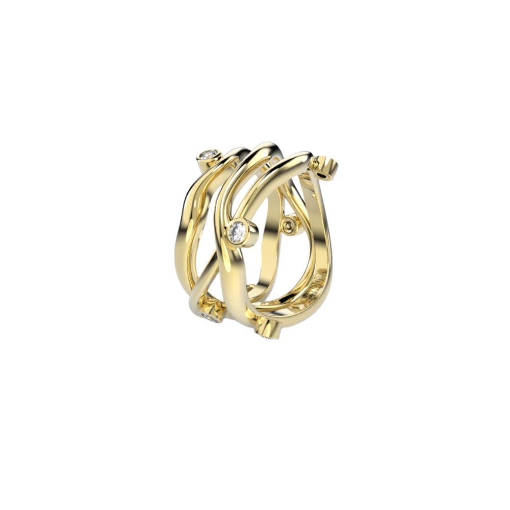 Bare Souls Three Shank Organic Golden Ring by Formes yellow Gold