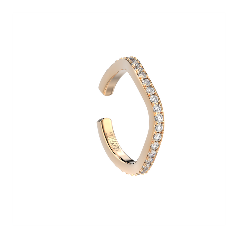 Blue Edges ring ear cuff by Formes curved line rose