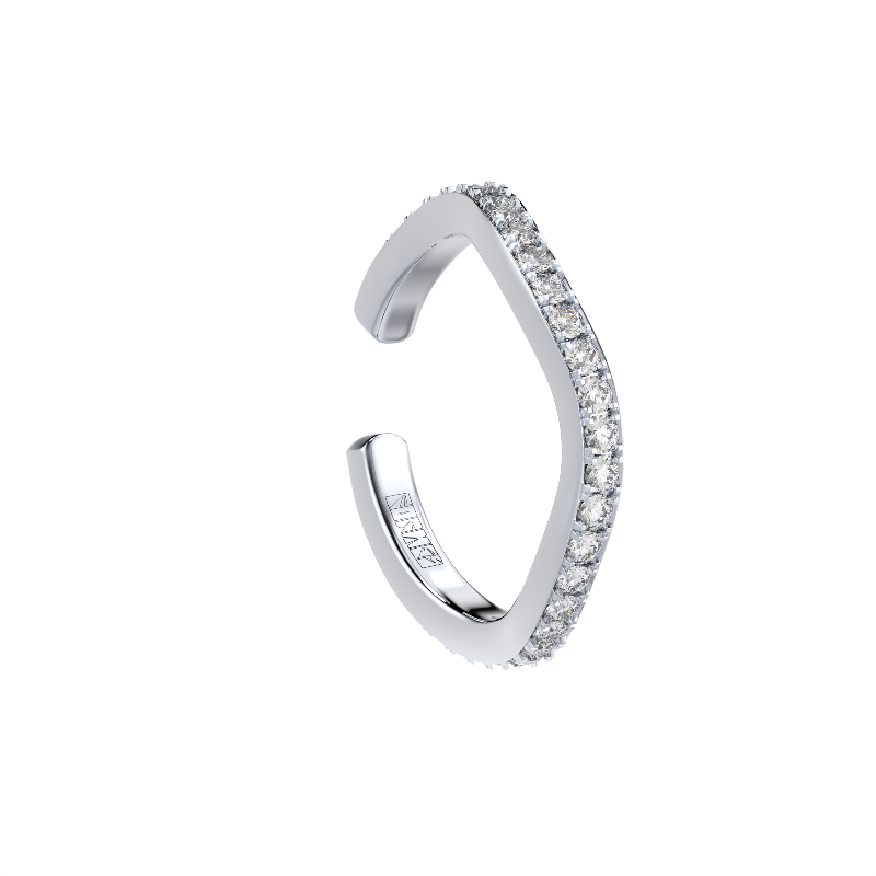 Blue Edges ring ear cuff by Formes curved line white