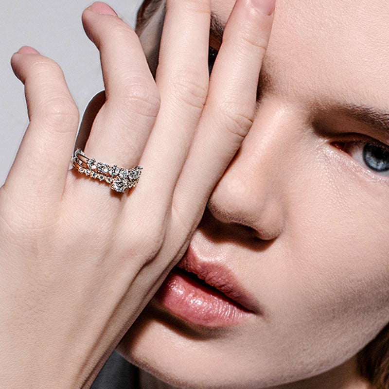 DUO HALF ETERNITY RING, 3 MM with lab grown or natural diamonds by Formes