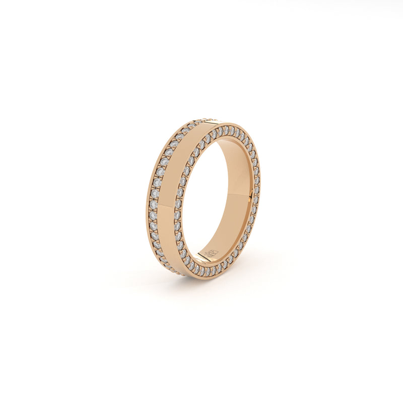 Dual diamonds line ring 