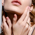 Duo minimalistic petite engagement ring with natural or lab grown diamont