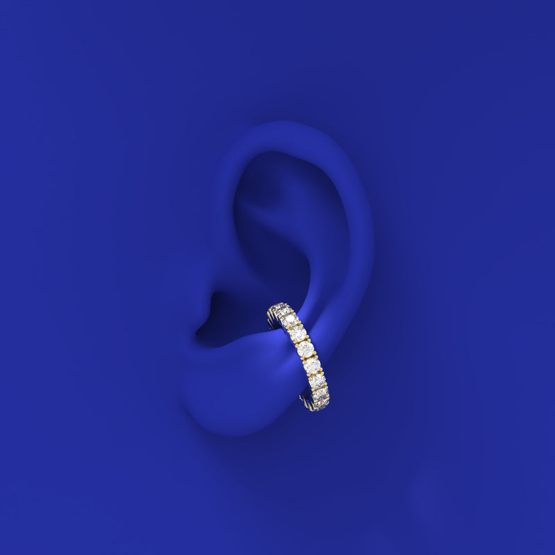 Diamond eternity claw setting ring / ear cuff by formes on ear