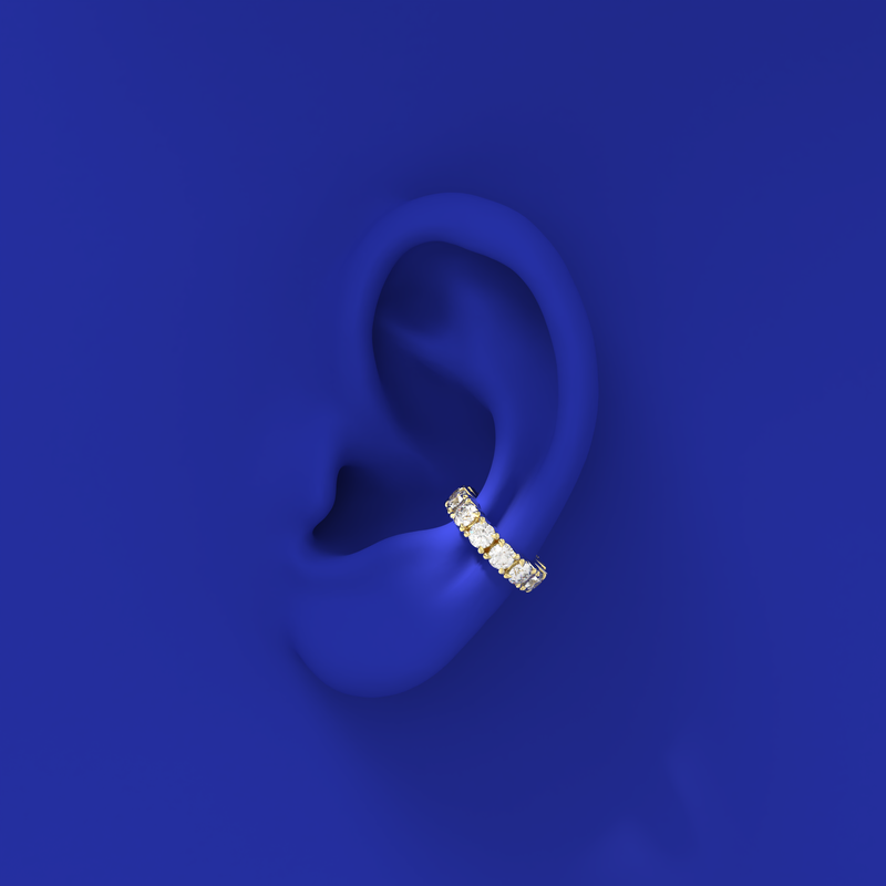 Diamond Ear Cuff edgy by Formes Fine Jewelry  yellow, on ear
