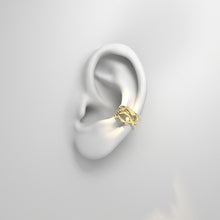 Golden ear cuff from Bare Souls collection of 3 threads and diamonds by Formes