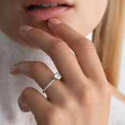 Jezepcikaite for Formes engagement ring with princess cut diamonds