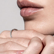Fine slim eternity band with natural or lab grown diamonds by Formes
