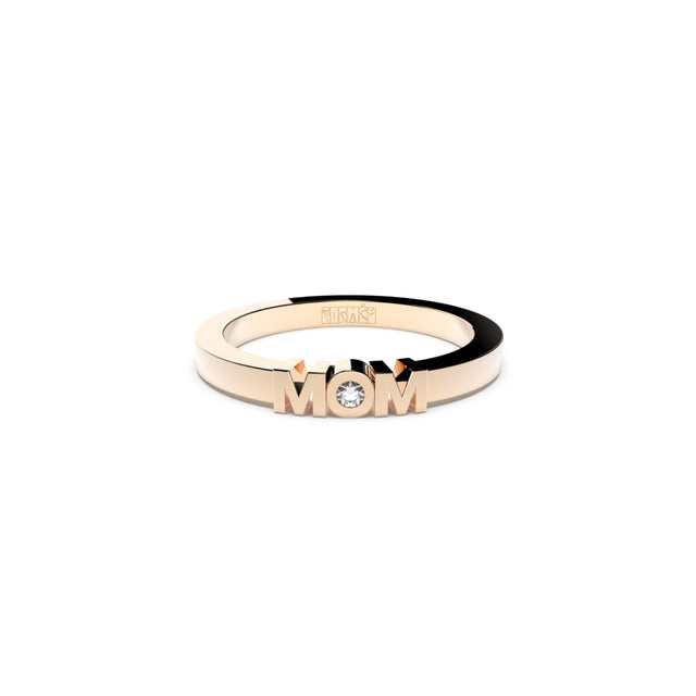 Mom ring in gold with diamond by Formes Fine Jewelry rose front