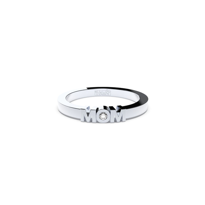 Mom ring in gold with diamond by Formes Fine Jewelry white front