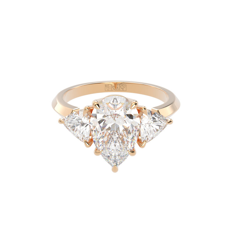 Tiny Clash Pear Diamond Engagement Ring, ~3.00 ct by Formesjewelry.com, rose gold