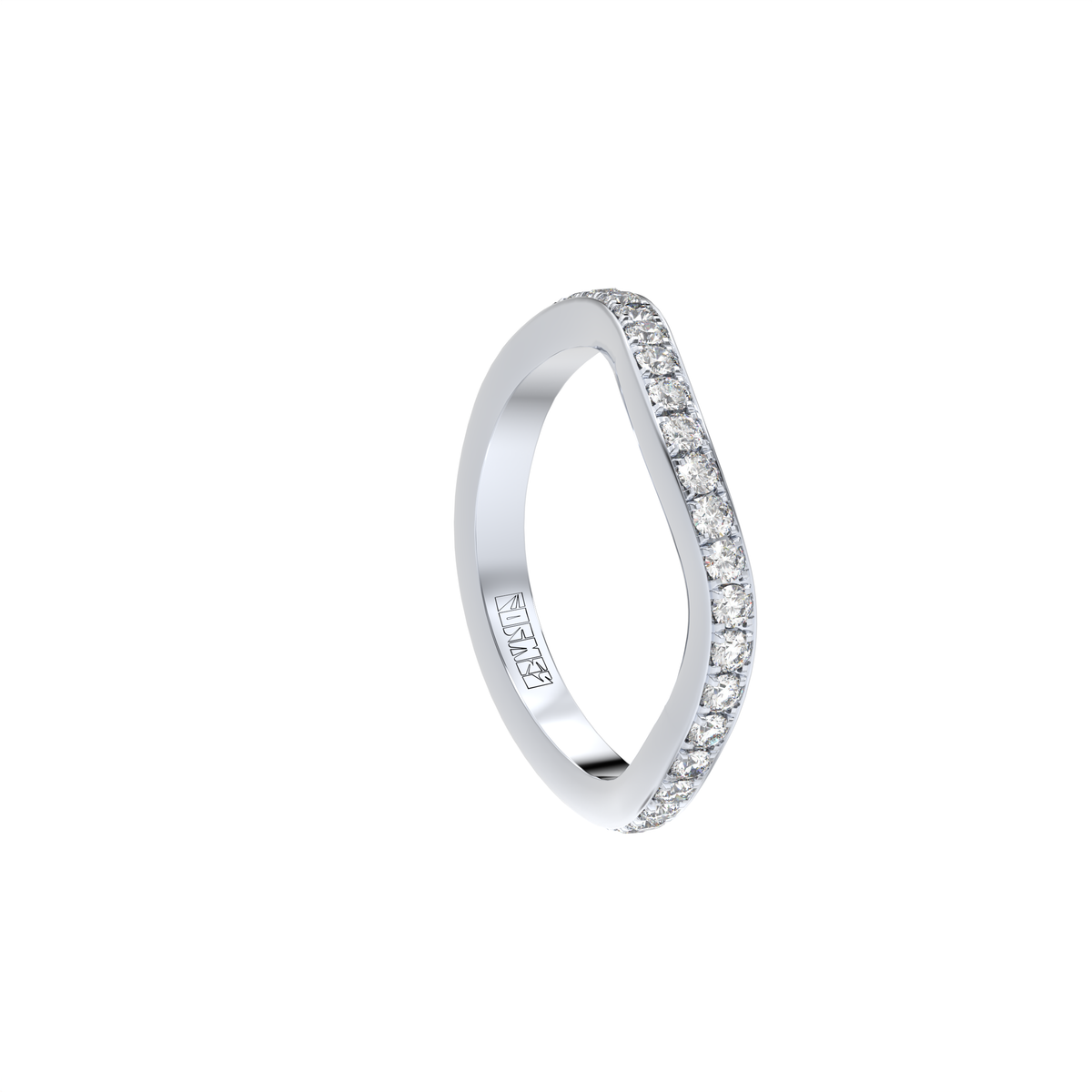 Blue Edges – lenktas deimantinės juostelės žiedas iš Formesjewelry.com