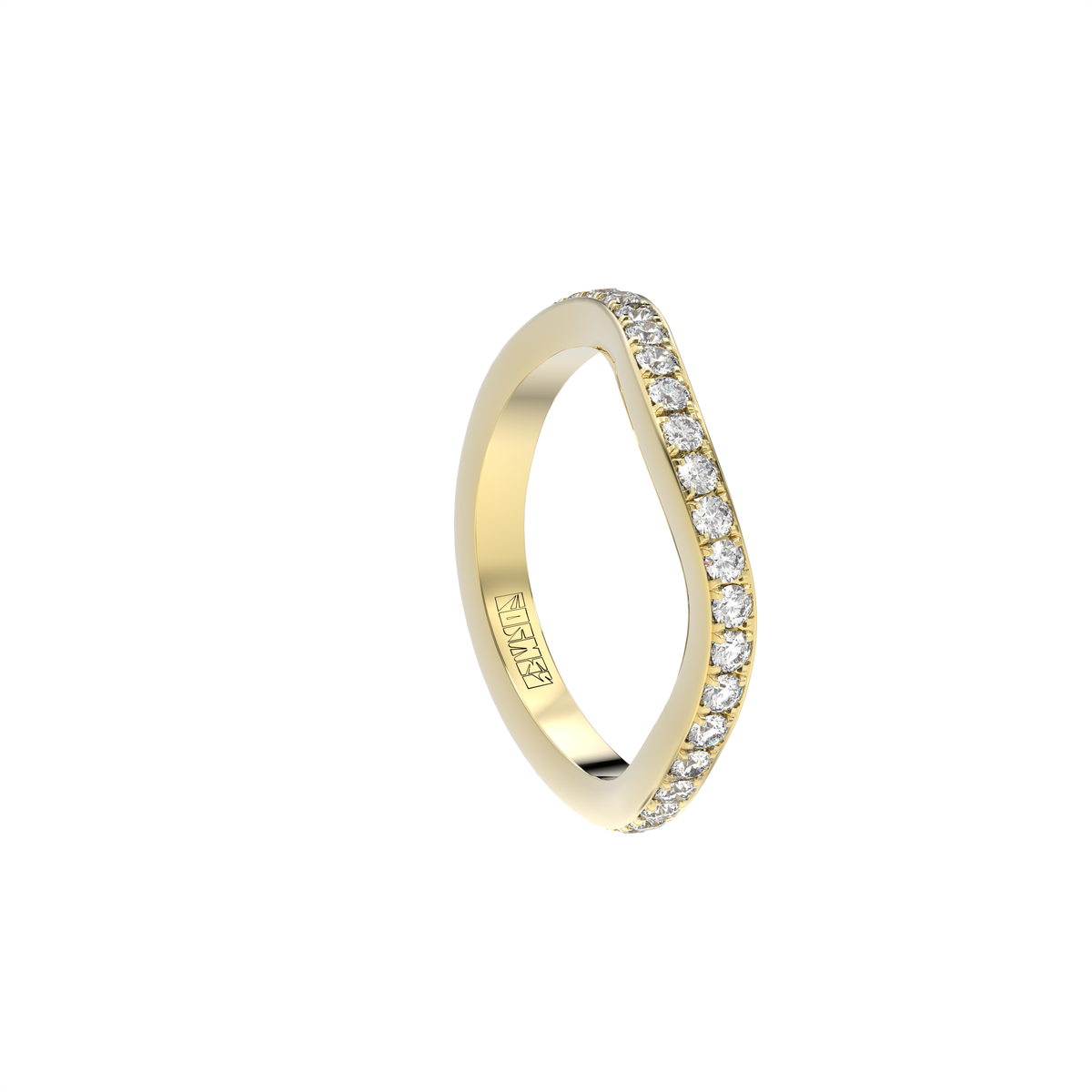Blue Edges – lenktas deimantinės juostelės žiedas iš Formesjewelry.com