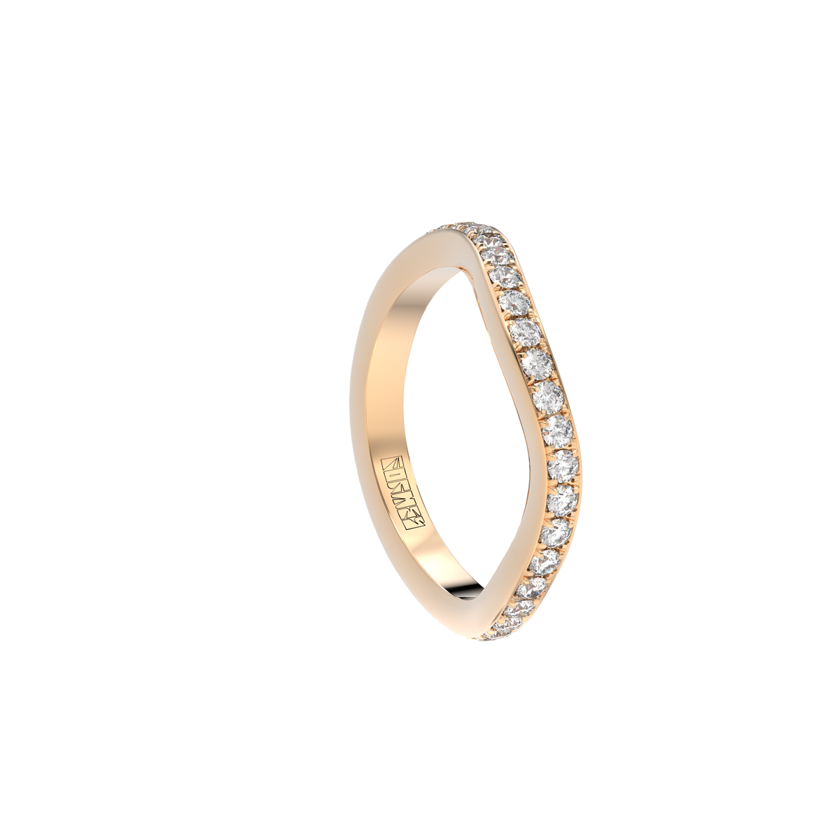 Blue Edges – lenktas deimantinės juostelės žiedas iš Formesjewelry.com