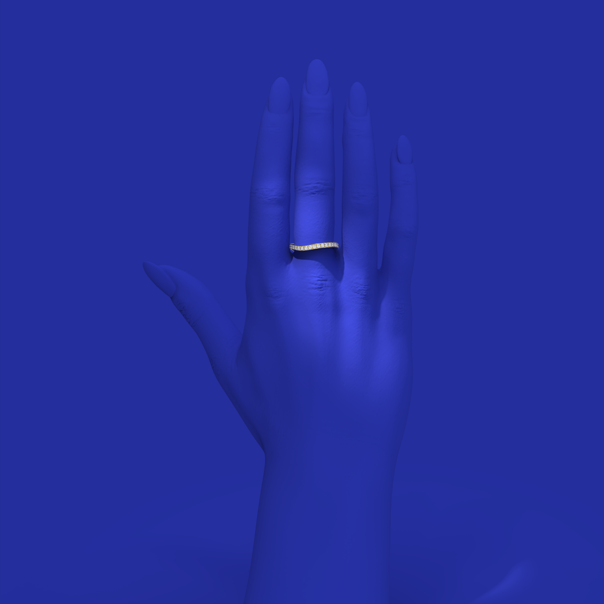 Blue Edges – lenktas deimantinės juostelės žiedas iš Formesjewelry.com
