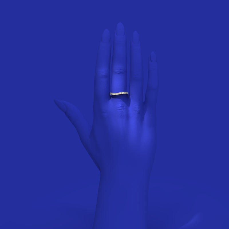 Blue Edges – lenktas deimantinės juostelės žiedas iš Formesjewelry.com