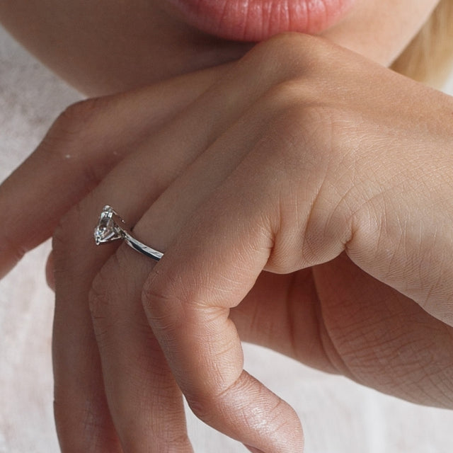 tiny clash round solitaire engagement ring with natural or lab grown diamond side
