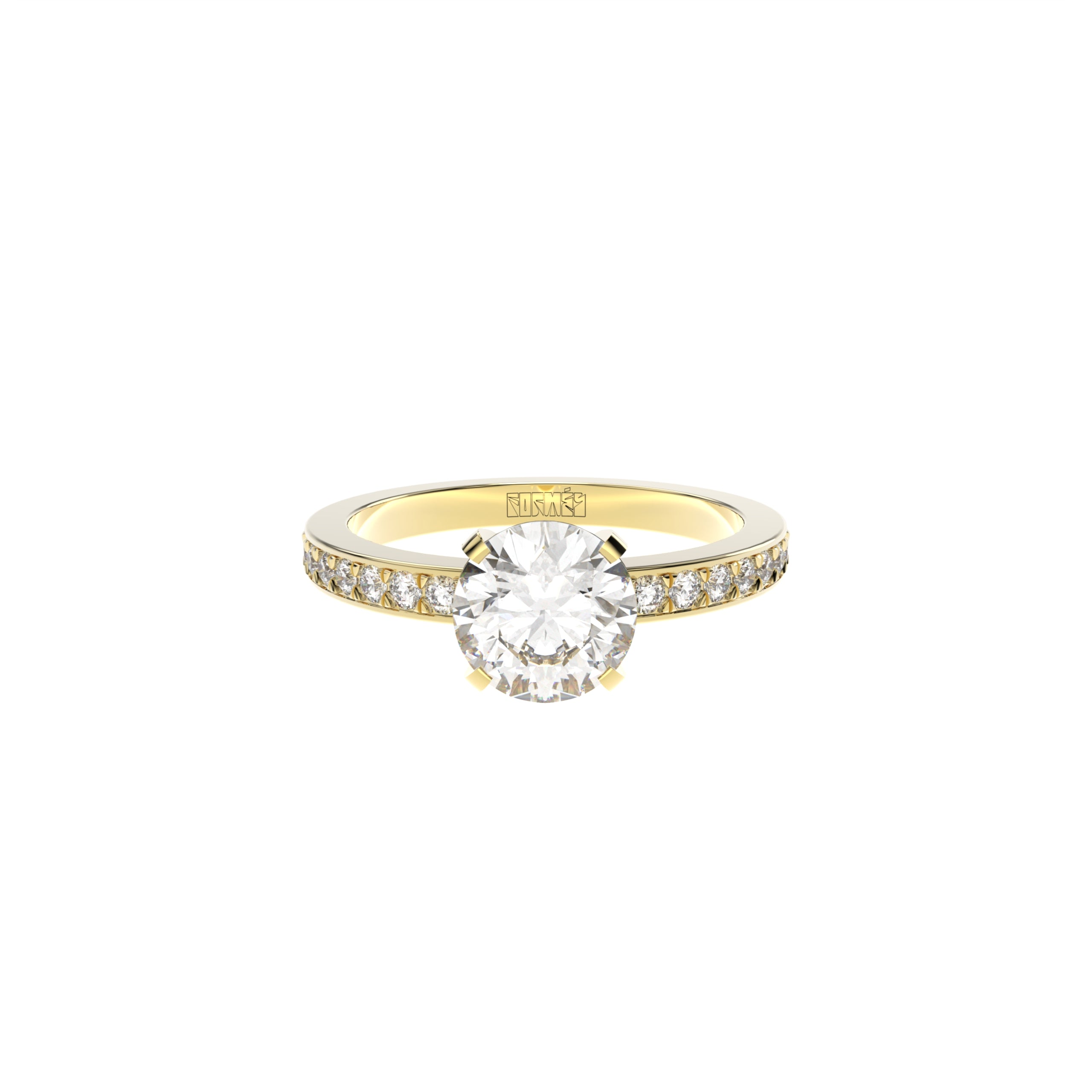 Tiny Clash Crown Bezel Engagement Ring, ~1.50 ct Diamonds