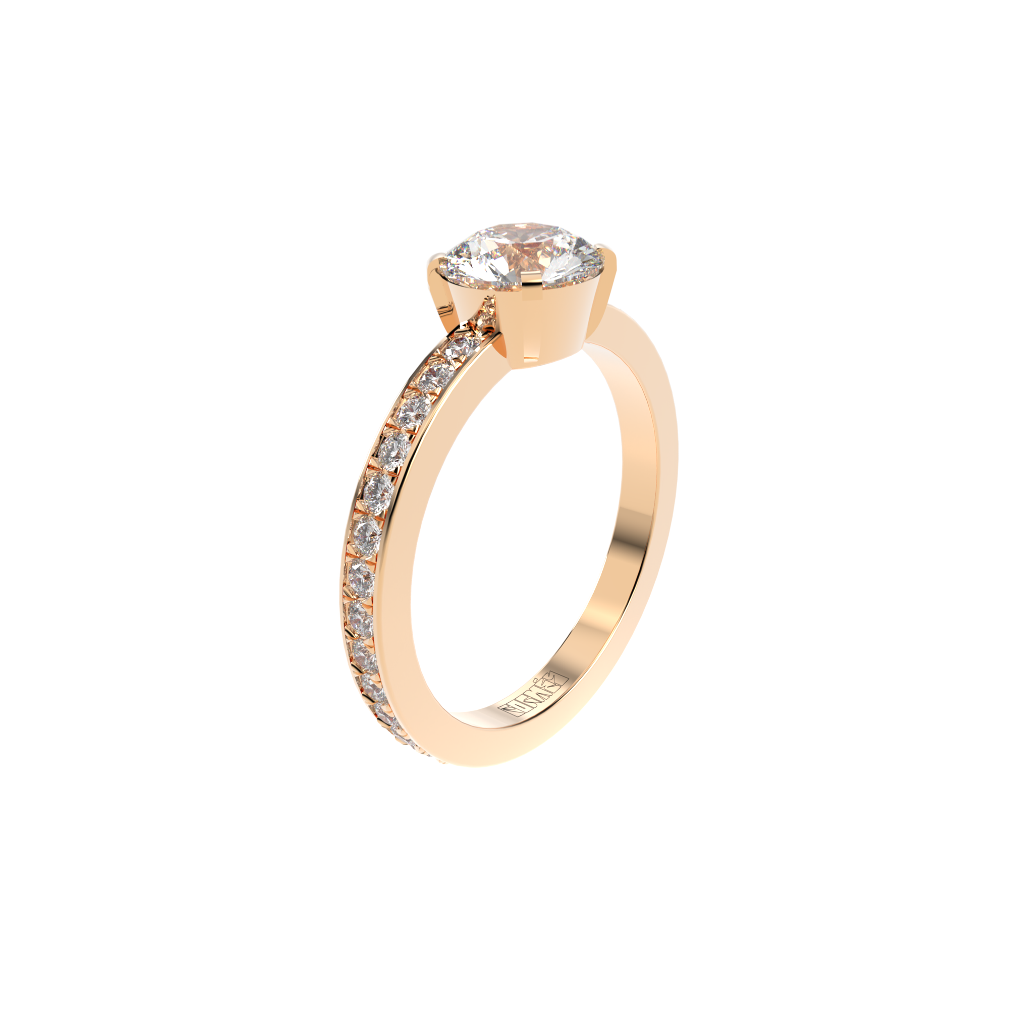 Tiny Clash Crown Bezel Engagement Ring, ~1.50 ct Diamonds