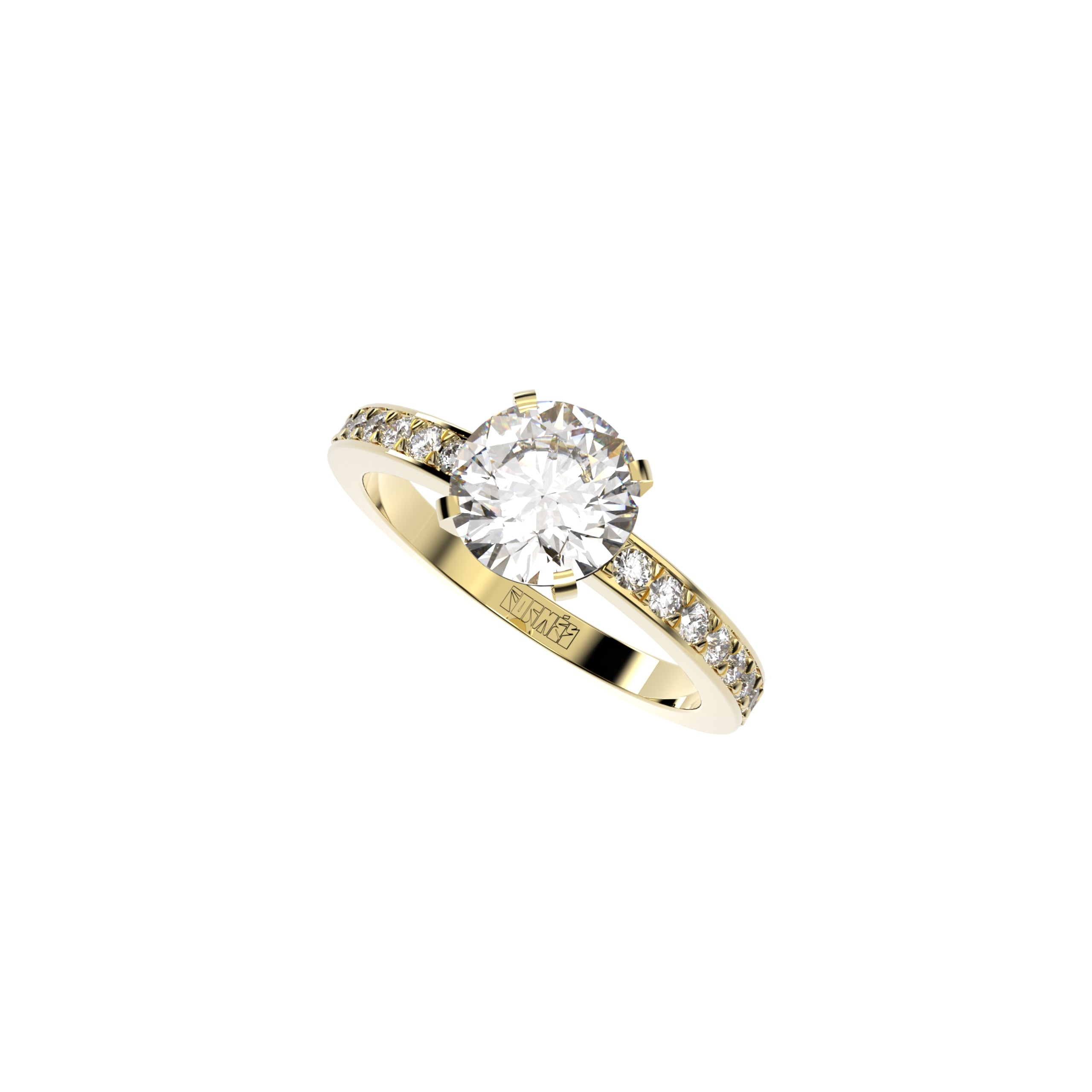 Tiny Clash Crown Bezel Engagement Ring, ~1.50 ct Diamonds