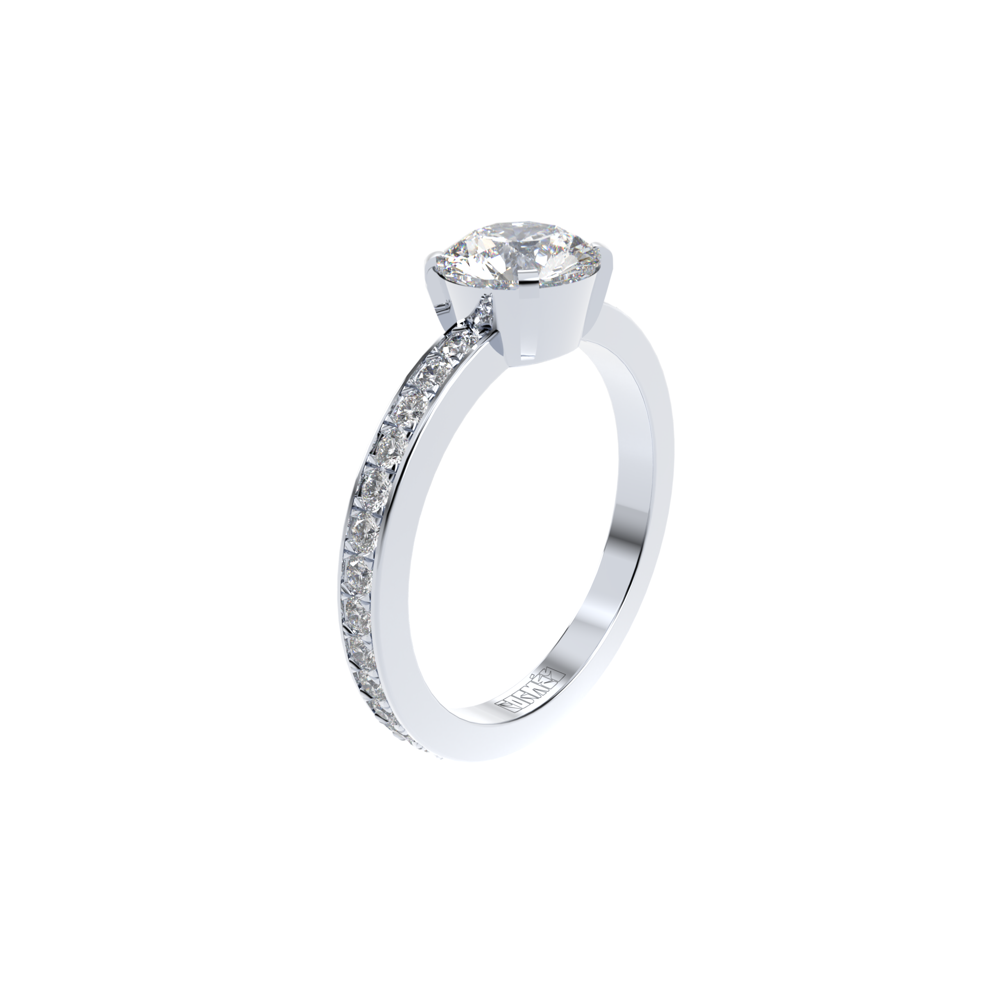 Tiny Clash Crown Bezel Engagement Ring, ~1.50 ct Diamonds