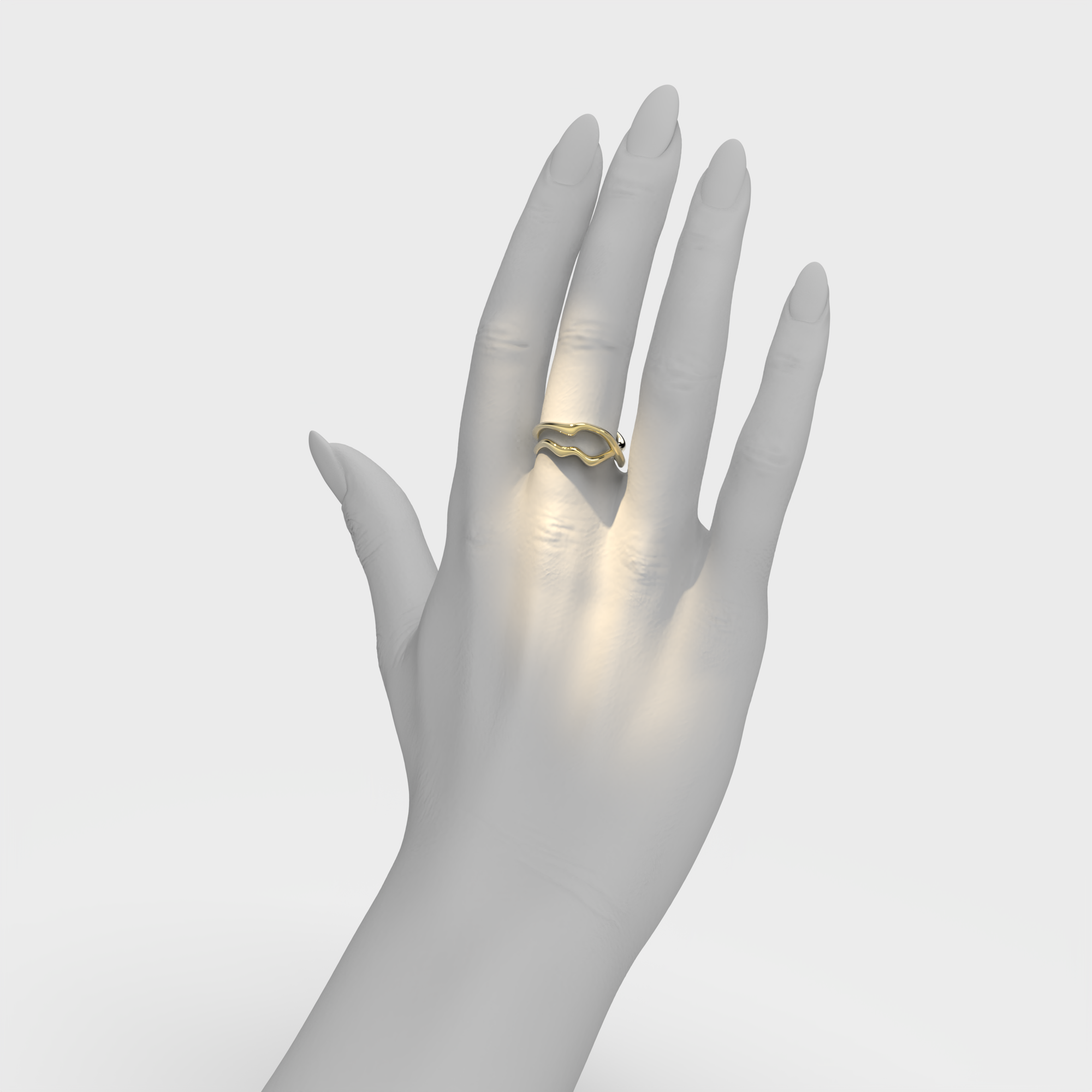 bare souls golden ring by formes 2 threads on hand
