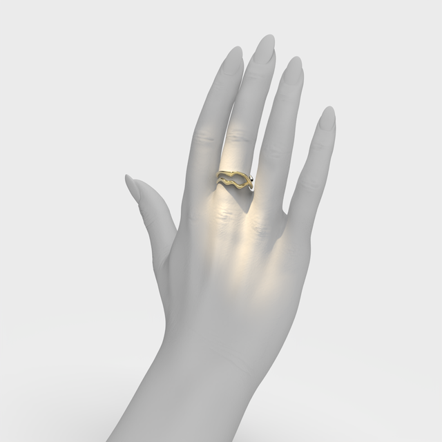 bare souls golden ring by formes 2 threads on hand