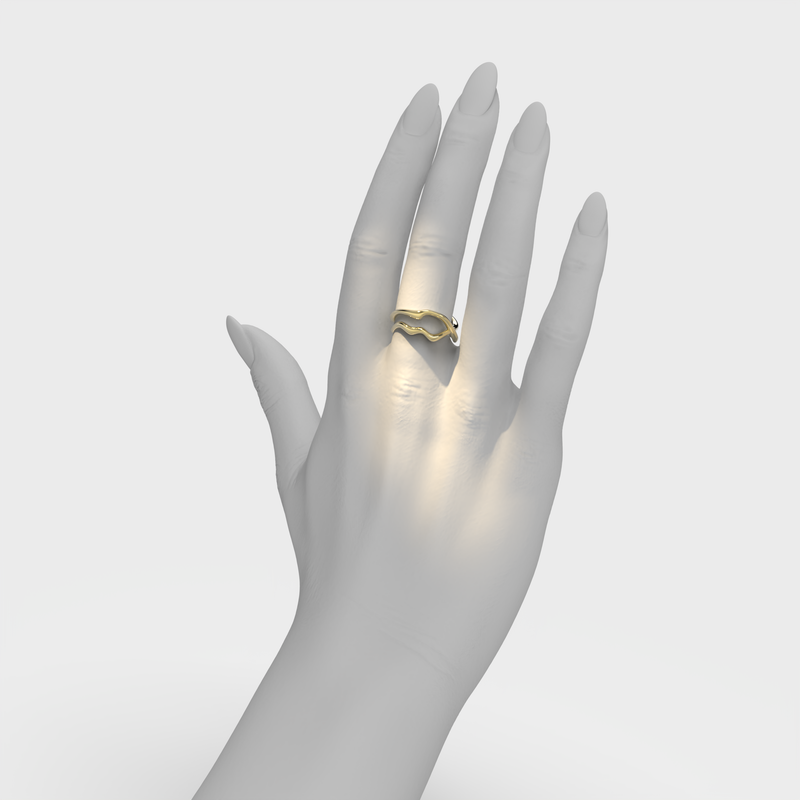 bare souls golden ring by formes 2 threads on hand