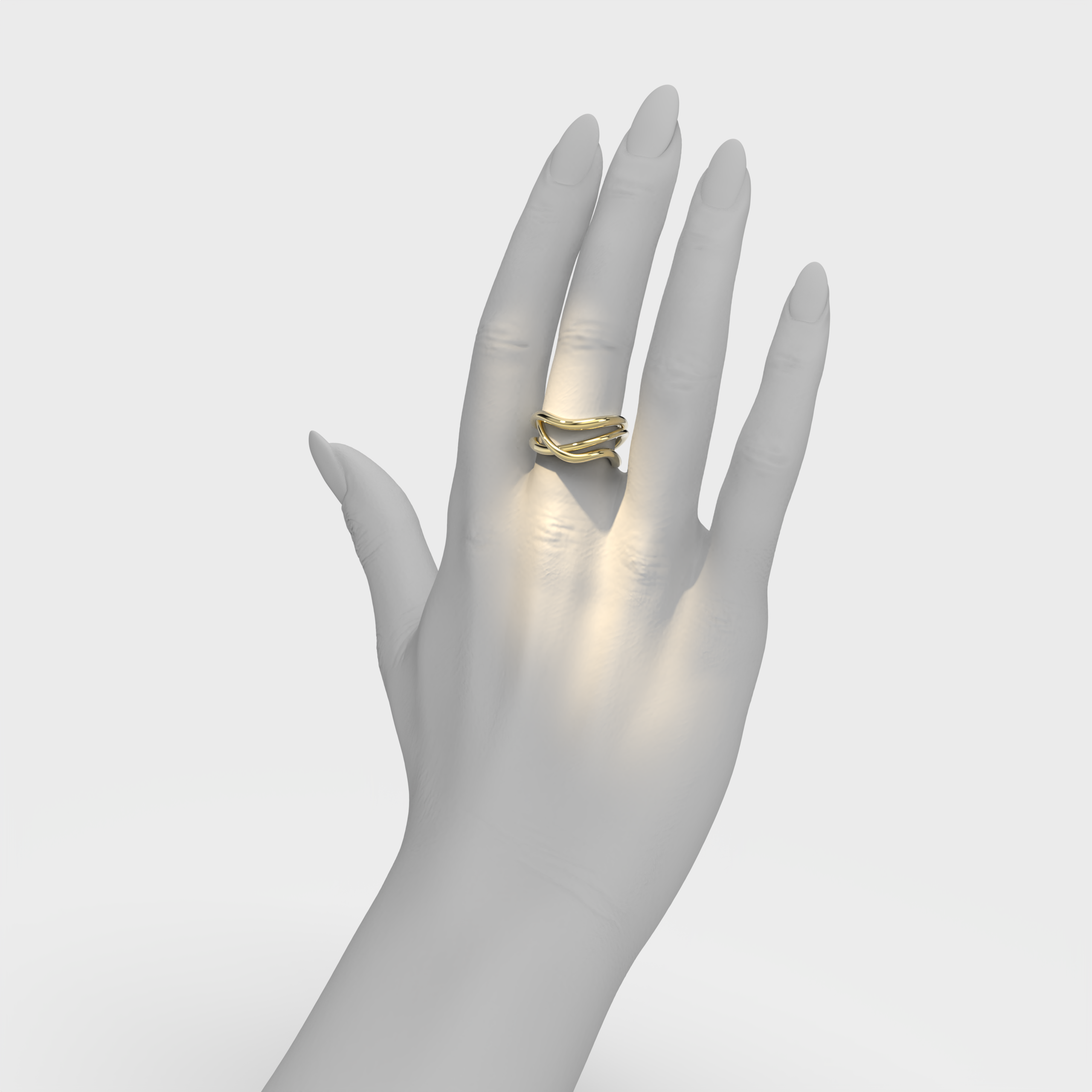 bare souls golden ring by formes 3 threads on hand