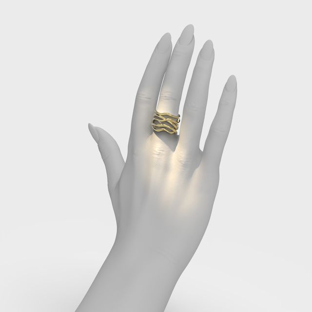 bare souls golden ring by formes 5 threads on hand
