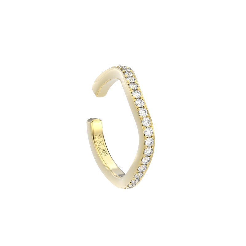 curved ear cuff and ring with diamonds by formes