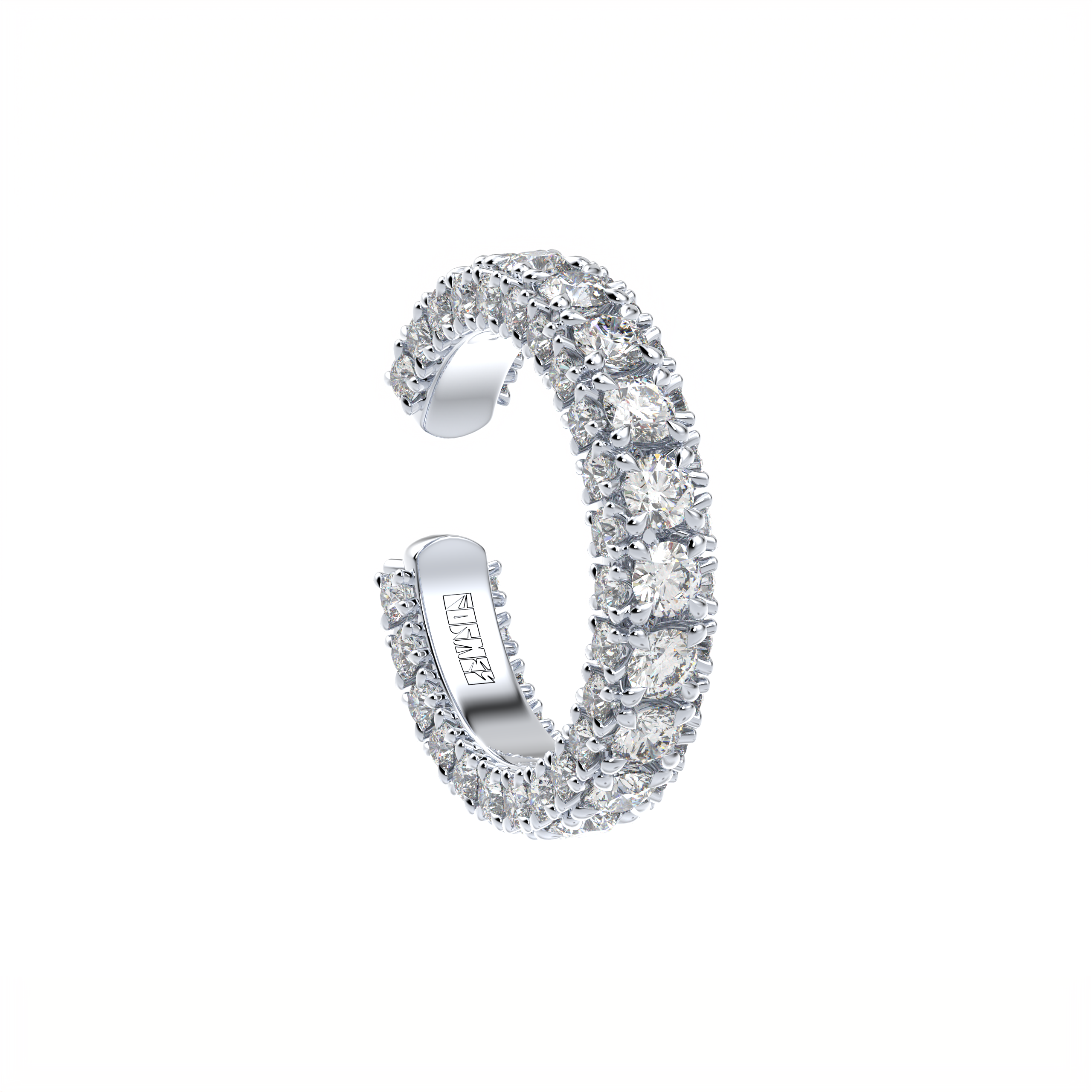 designer diamond ear cuff and ring three sides by Formes Fine Jewelry White gold