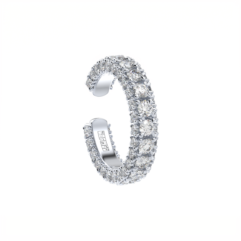 Formes Fine Jewelry dizainerių juvelyrika su deimantais Auskaras manžetė ir žiedas iš trijų pusių iš baltojo aukso