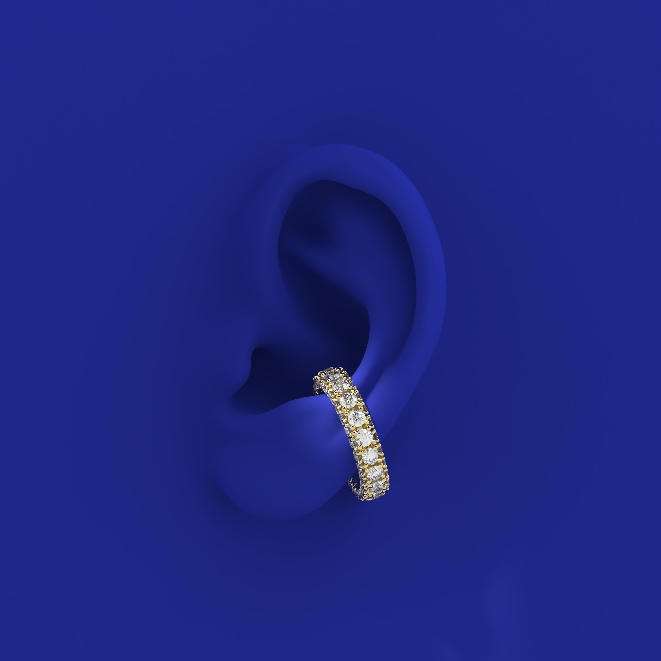 designer diamond ear cuff and ring three sides by Formes Fine Jewelry on ear