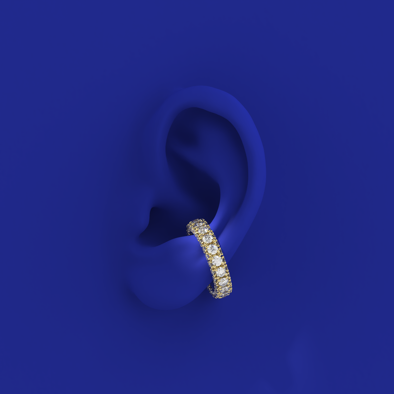 Formes Fine Jewelry dizainerių juvelyrika su deimantais Auskaras manžetė ir žiedas iš trijų pusių ant ausies