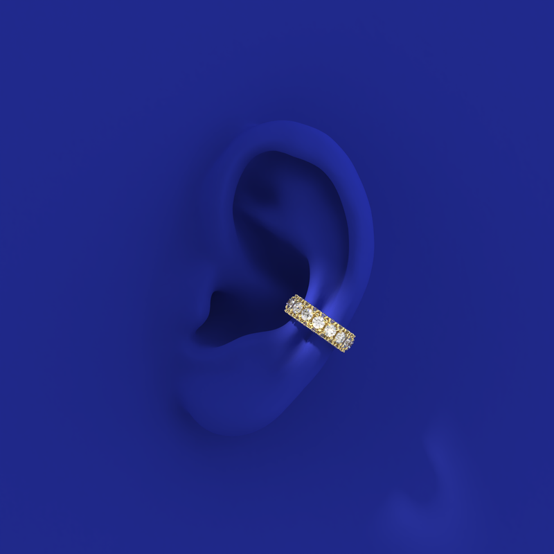 dizainerių sukurti deimantiniai Auskaras manžetė iš trijų pusių, „Formes Fine Jewelry“, ant ausies