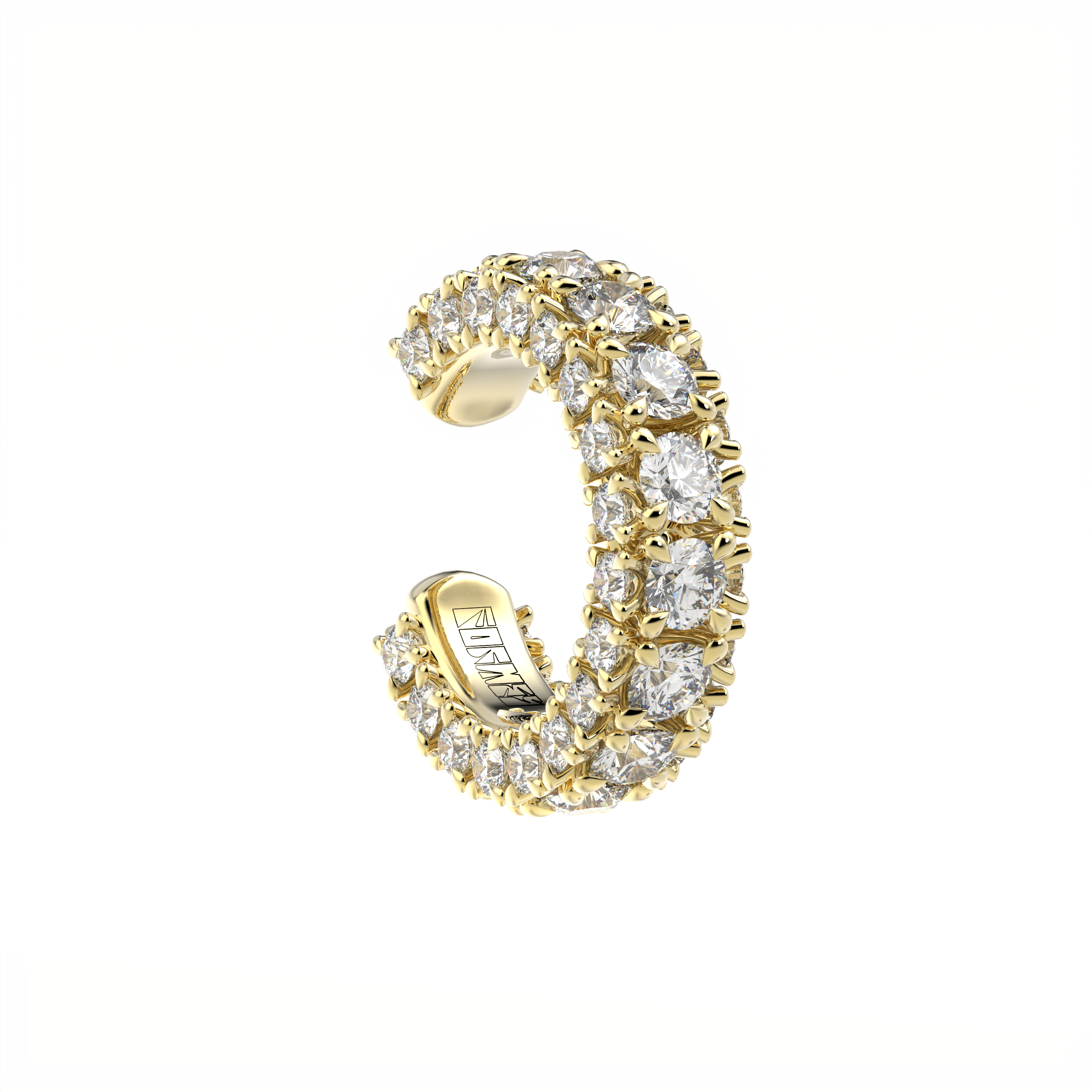 designer diamond ear cuff three sides by Formes Fine Jewelry Yellow gold