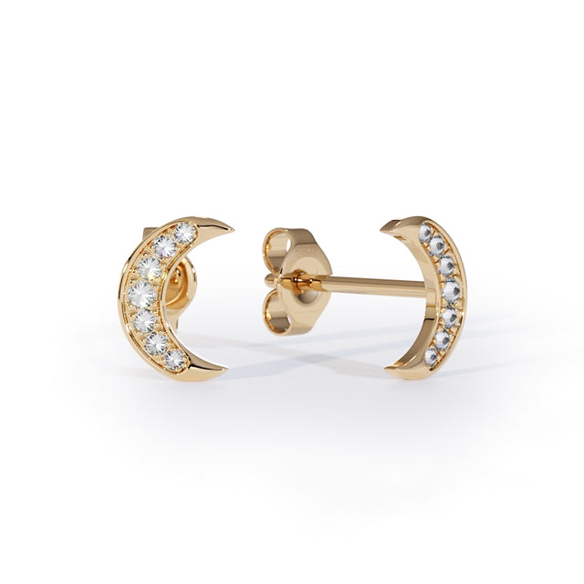 diamonds moon earrings studs